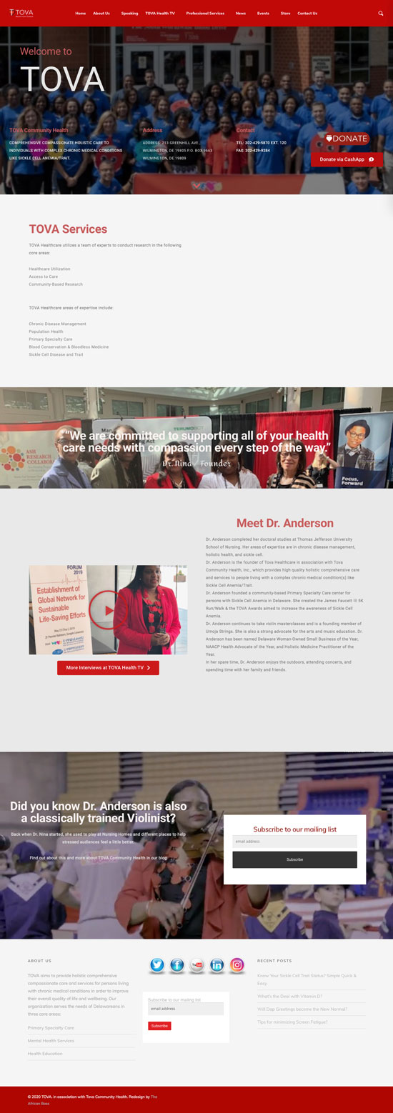 Tova Health website screenshot